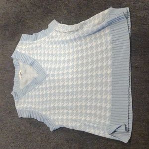 Houndstooth sweater vest fall autumn winter cozy blue white 2000s Y2K size small